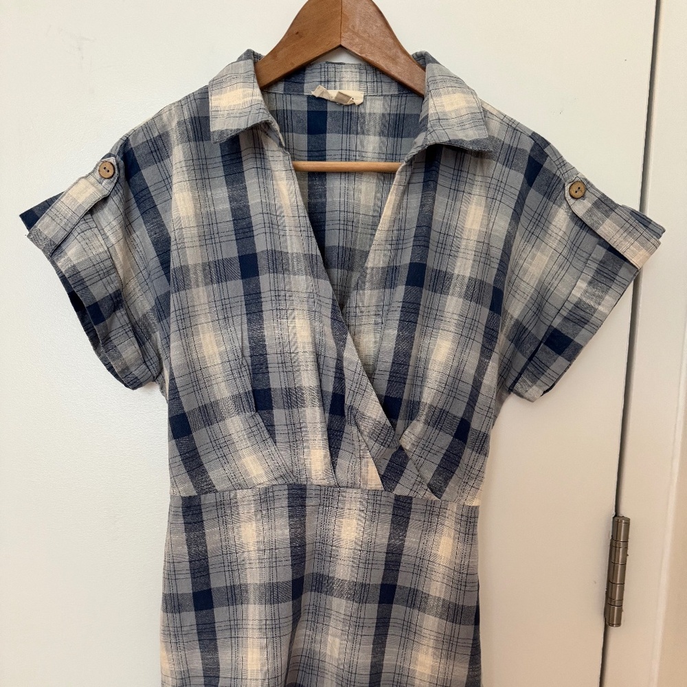 Blue checked romper